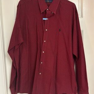 Ralph Lauren XXL Men’s Shirt Red Black Gingham Long Sleeve Button-Down